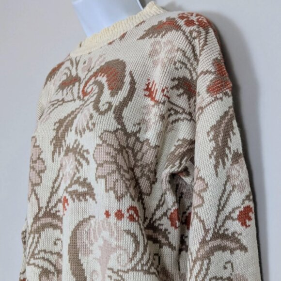 Vintage 1980s Carriage Court 100% Acrylic Granny Sweater Scalloped Collar USA - Picture 5 of 10